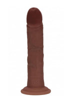 RealRock Dual Layered Silicone Curved Realistic Dildo with Suction Cup 8in - Chocolate