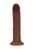 RealRock Dual Layered Silicone Curved Realistic Dildo with Suction Cup 8in - Chocolate
