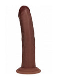 RealRock Dual Layered Silicone Curved Realistic Dildo with Suction Cup 8in - Chocolate