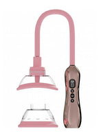 Pumped Automatic Rechargeable Vulva and Breast Pump with Rotating & Vibrating Tongue - Rose Gold