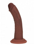 RealRock Dual Layered Silicone Curved Realistic Dildo with Suction Cup 6in - Chocolate
