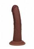 RealRock Dual Layered Silicone Curved Realistic Dildo with Suction Cup 6in - Chocolate