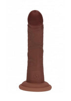RealRock Dual Layered Silicone Curved Realistic Dildo with Suction Cup 6in - Chocolate