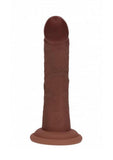 RealRock Dual Layered Silicone Curved Realistic Dildo with Suction Cup 6in - Chocolate