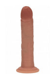 RealRock Dual Layered Silicone Curved Realistic Dildo with Suction Cup 8in - Caramel
