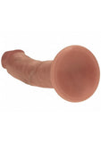 RealRock Dual Layered Silicone Curved Realistic Dildo with Suction Cup 8in - Caramel