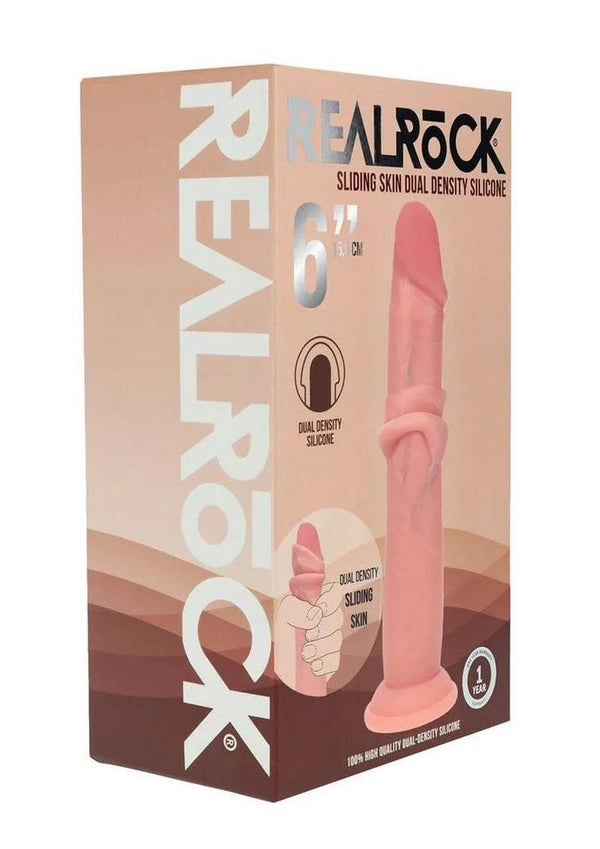 RealRock Dual Layered Silicone Realistic Sliding Skin Dildo 6in - Vanilla