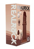 RealRock Dual Layered Silicone Realistic Sliding Skin Dildo 6in - Chocolate