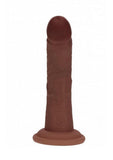 Realrock Dual Layered Rechargeable Silicone Curved Realistic Vibrating Dildo with Suction Cup 6in - Chocolate