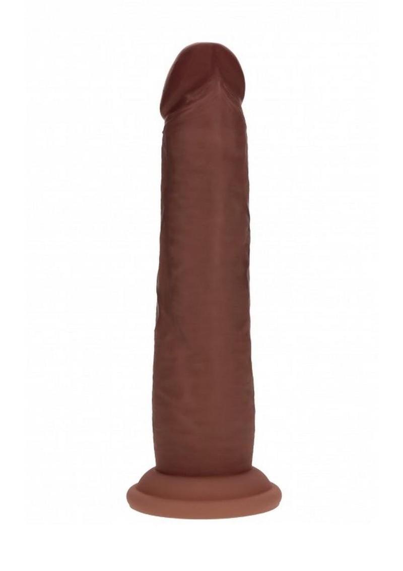RealRock Dual Layered Silicone Realistic Sliding Skin Dildo 7in - Chocolate