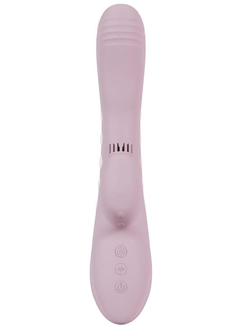 Vive Andria LED Rechargeable Silicone Dual Motor G-Spot VIbrating and Tap Clit Stimulator - Pink
