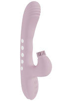 Vive Andria LED Rechargeable Silicone Dual Motor G-Spot VIbrating and Tap Clit Stimulator - Pink