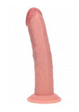 Realrock Dual Layered Rechargeable Silicone Curved Realistic Vibrating Dildo with Suction Cup 8in - Vanilla