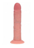 Realrock Dual Layered Rechargeable Silicone Curved Realistic Vibrating Dildo with Suction Cup 8in - Vanilla