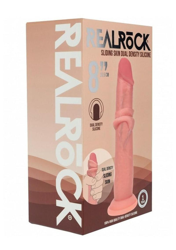 RealRock Dual Layered Silicone Realistic Sliding Skin Dildo 8in - Vanilla