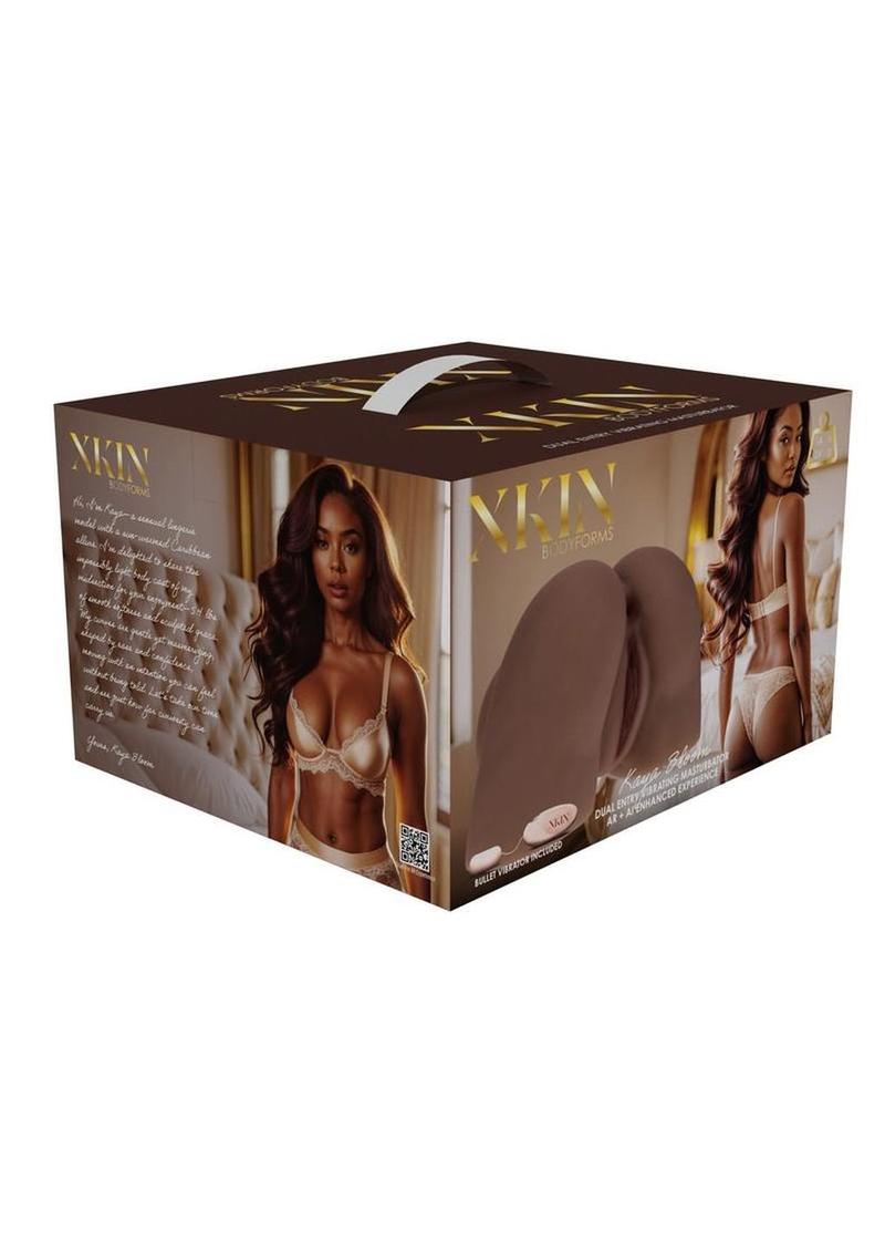 Xkin Kaya Bloom Dual Entry Bodyforms Masturbator - Pussy/Ass- Chocolate