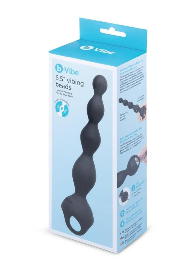 B-Vibe 6.5" Rechargeable Silicone Vibing Beads - Black