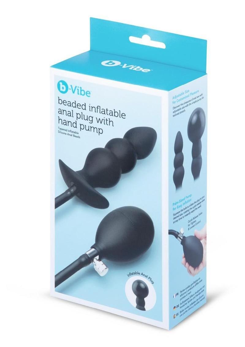 B-Vibe Beaded Inflatable Silicone Anal Plug - Black