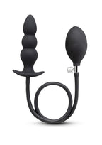 B-Vibe Beaded Inflatable Silicone Anal Plug - Black