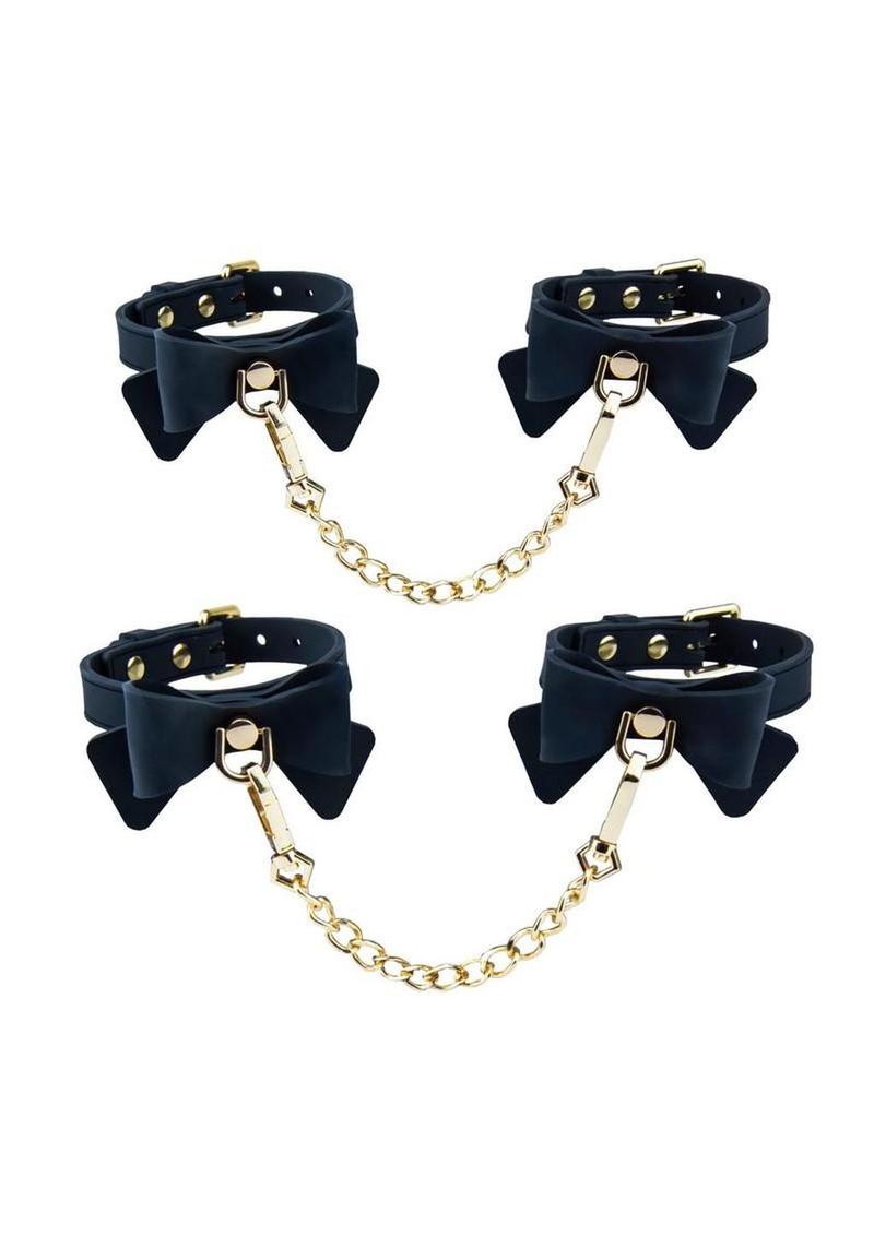 Temptasia Ardor Silicone Wrist and Ankle Restraints with Bow - Black