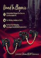 Temptasia Ardor Silicone Wrist and Ankle Restraints with Bow - Black