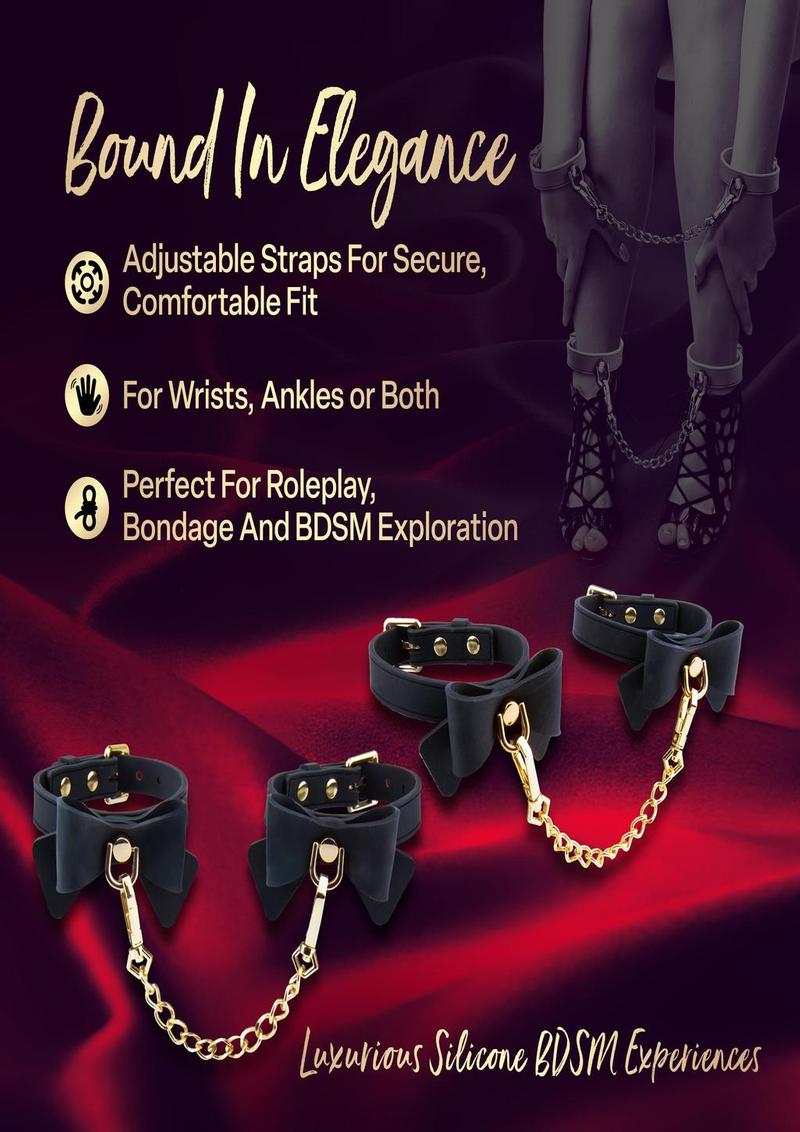 Temptasia Ardor Silicone Wrist and Ankle Restraints with Bow - Black