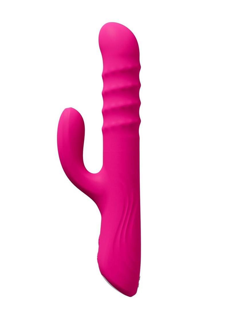 Lovense Velvo Rotating Vibrating 3-in-1 Rechargeable Bluetooth App Compatible Rabbit Vibrator - Pink