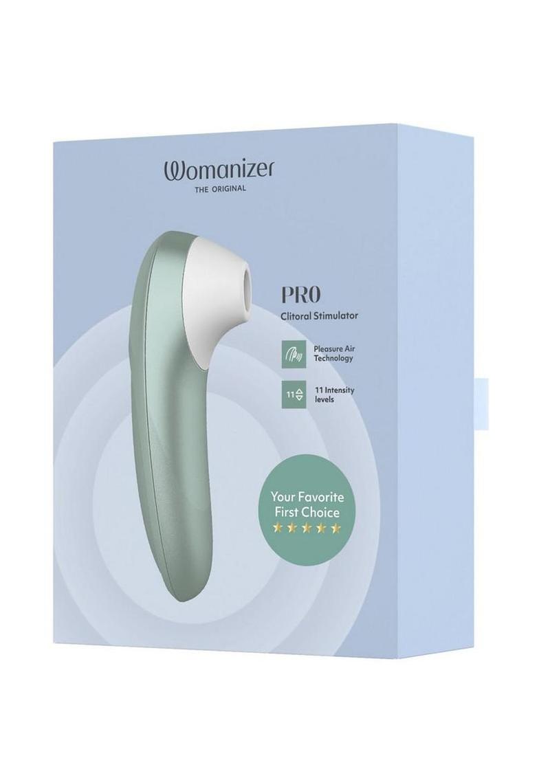 Womanizer Pleasure Air Pro Rechargeable Silicone Air Pulse Clitoral Vibrator - Sage Green