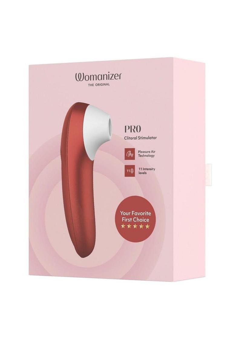 Womanizer Pleasure Air Pro Rechargeable Silicone Air Pulse Clitoral Vibrator - Bordeaux Red