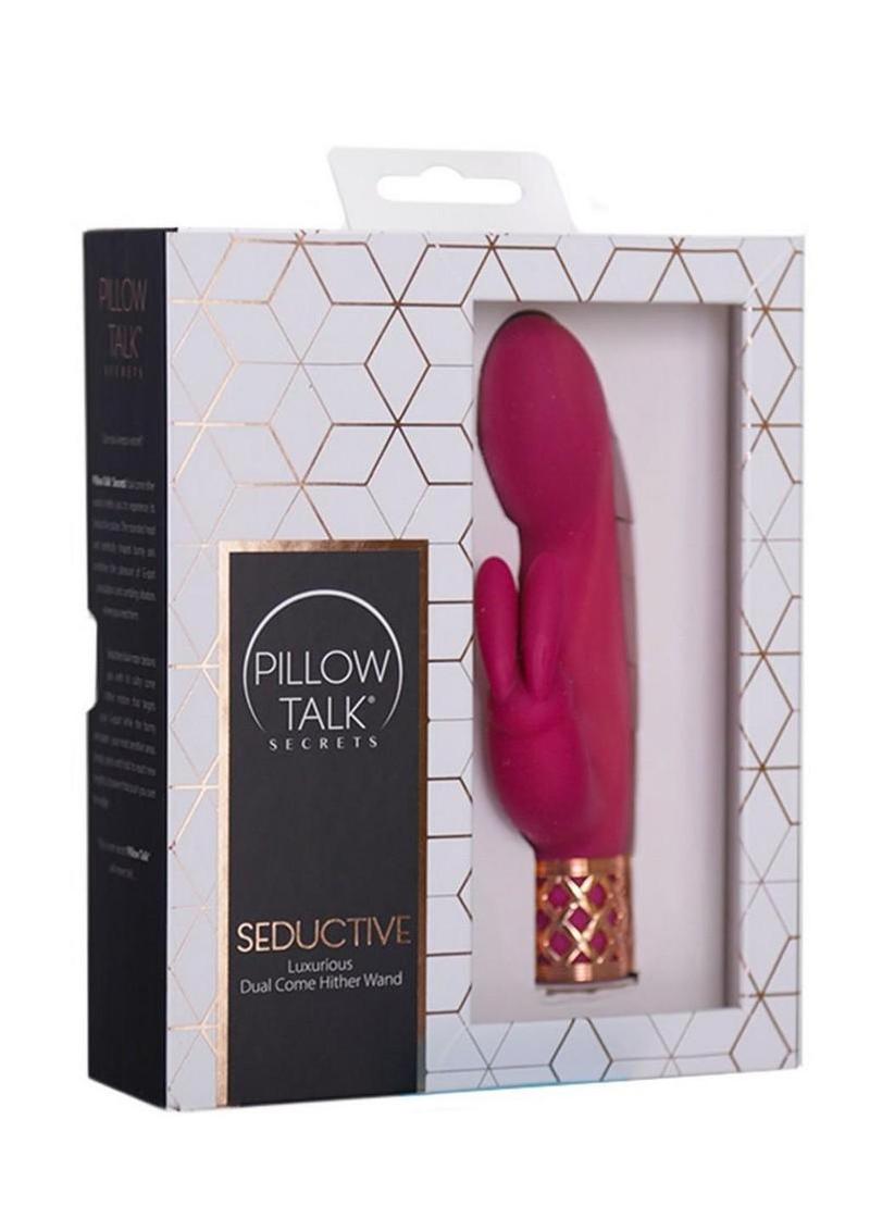 Pillow Talk Secrets Seductive Rechargeable Silicone Dual Come Hither Wand - Fuchsia