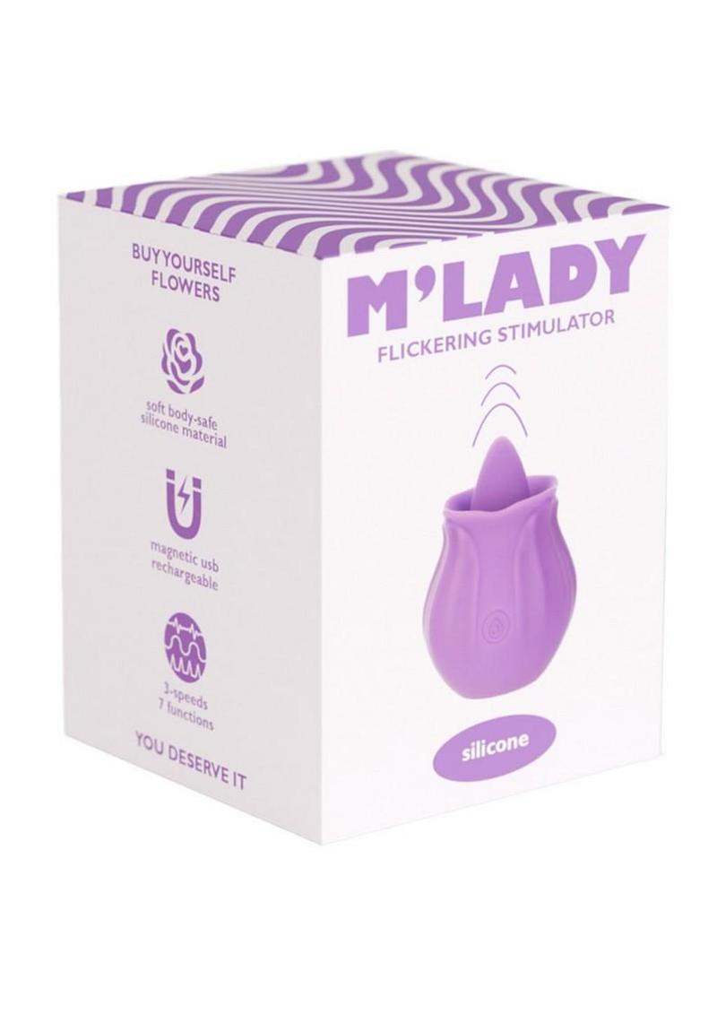 M'Lady Flickering Tongue and Vibrating Silicone Rechargeable Clitoral Stimulator - Purple