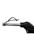Leather Flogger with Steel Handle - Black/Silver