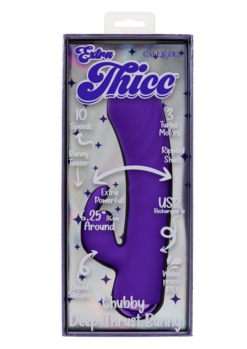 Extra Thicc Chubby Deep-Thrust Bunny Rechargeable Silicone Rabbit Vibrator - Purple