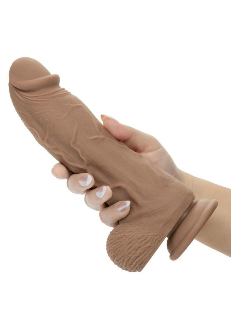 Silicone Stud Big Dick Energy Rechargeable Silicone Vibrating Dildo - Chocolate