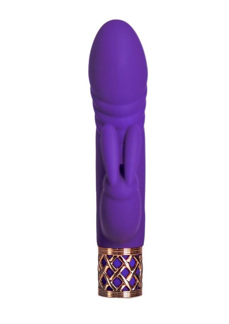 Pillow Talk Secrets Sensual Rechargeable Silicone Dual Thrusting Rabbit Wand - Purple/Rose Gold
