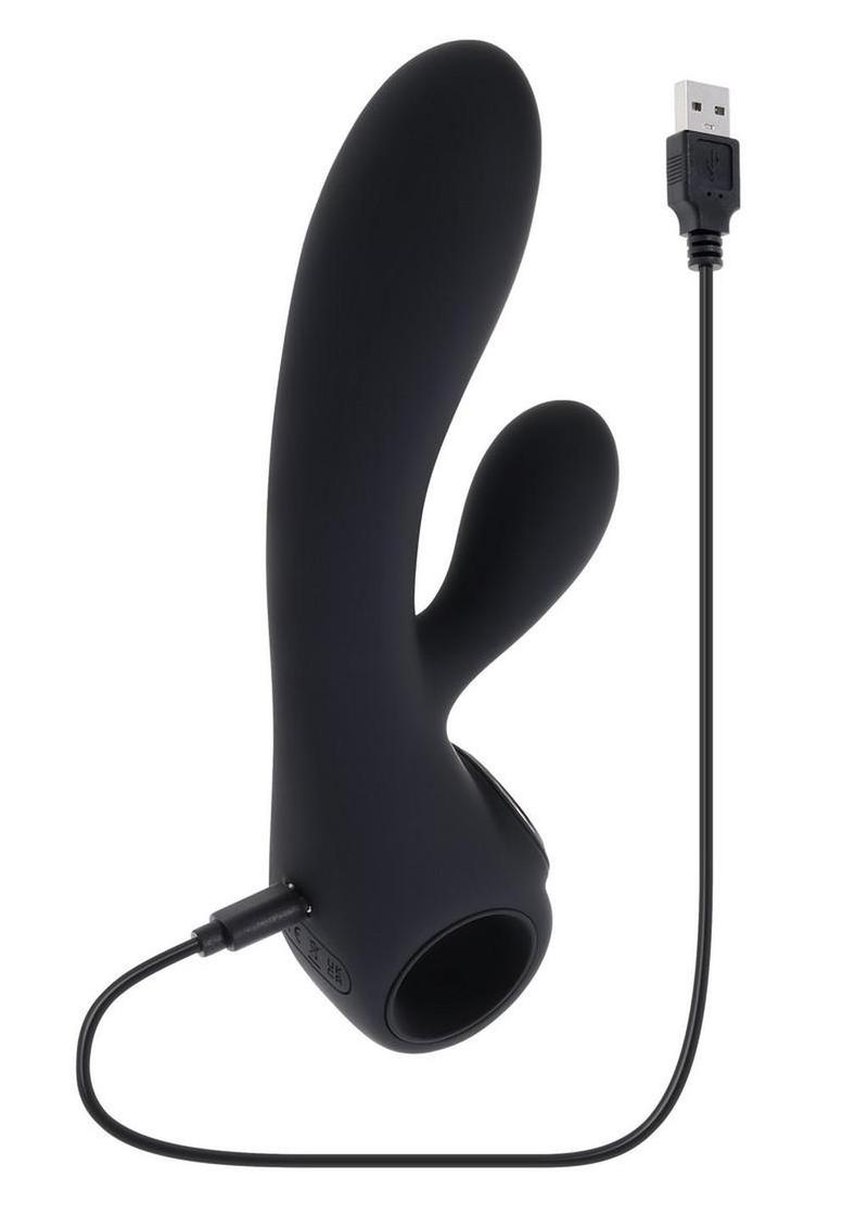 Black Magic Rechargeable Silicone Rabbit Vibrator - Black