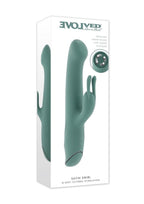 Satin Swirl Rechargeable Silicone Rabbit Vibrator with Clitoral Stimulator - Green