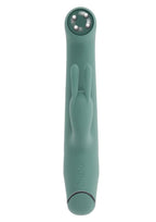 Satin Swirl Rechargeable Silicone Rabbit Vibrator with Clitoral Stimulator - Green