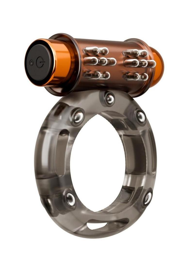 Stay Hard Vibrating Rechargeable Clitoral Stimulating Cock Ring Set with Spiked Sleeve - Multicolor