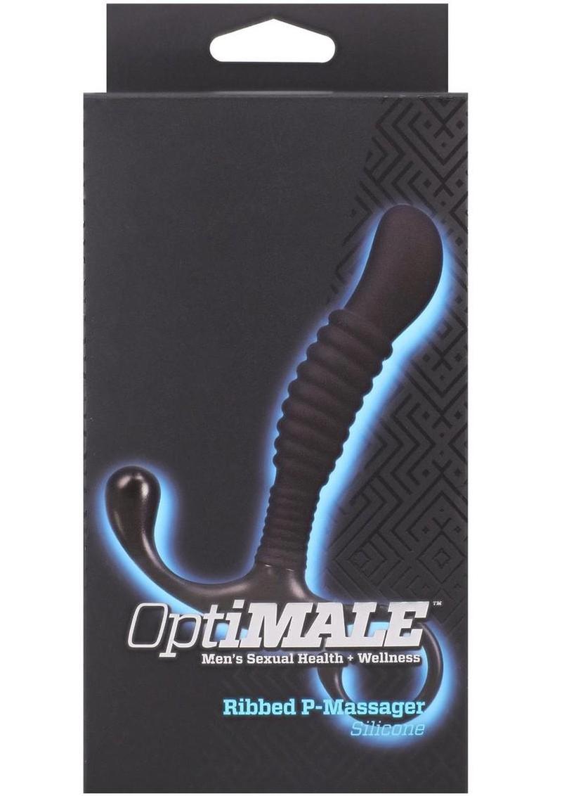 OptiMALE Ribbed Silicone Prostate Massager - Black