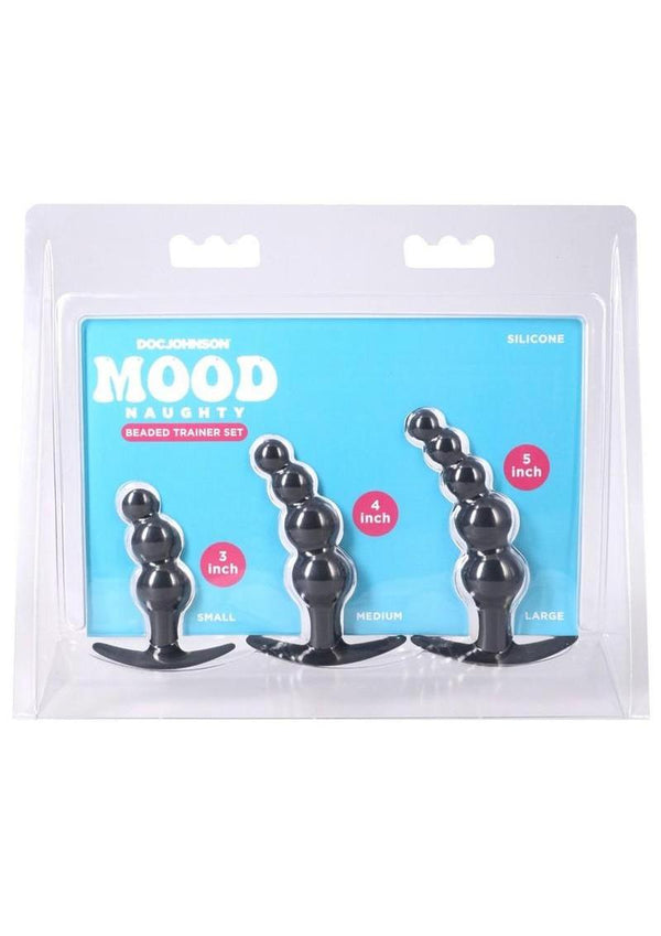 Mood Naughty Beaded Trainer Silicone Anal Plug (3 Piece Set) - Black