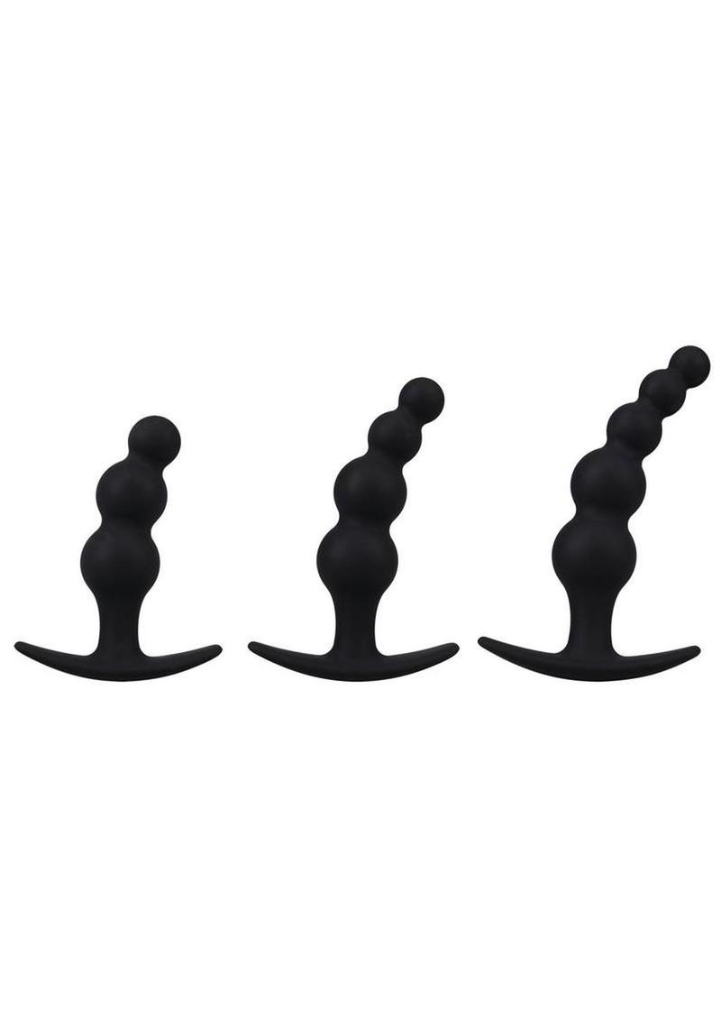 Mood Naughty Beaded Trainer Silicone Anal Plug (3 Piece Set) - Black