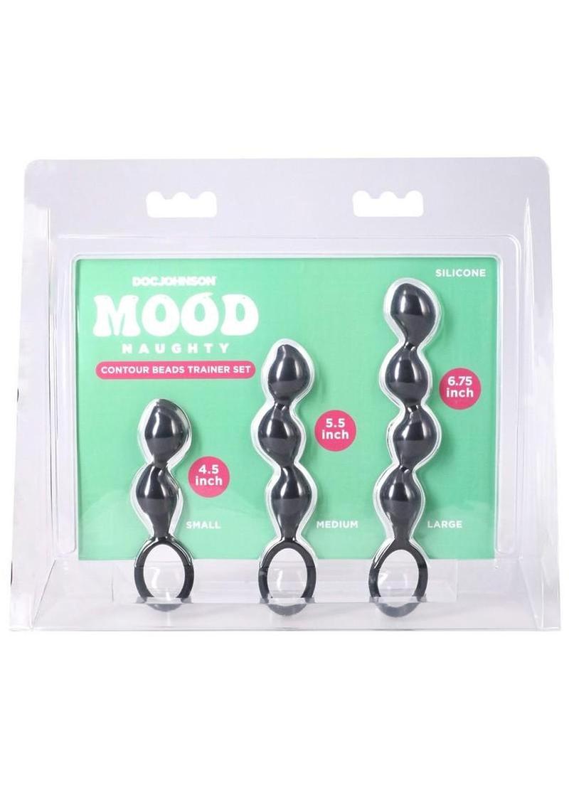 Mood Naughty Contour Beads Trainer Silicone Anal Plug (3 Piece Set) - Black