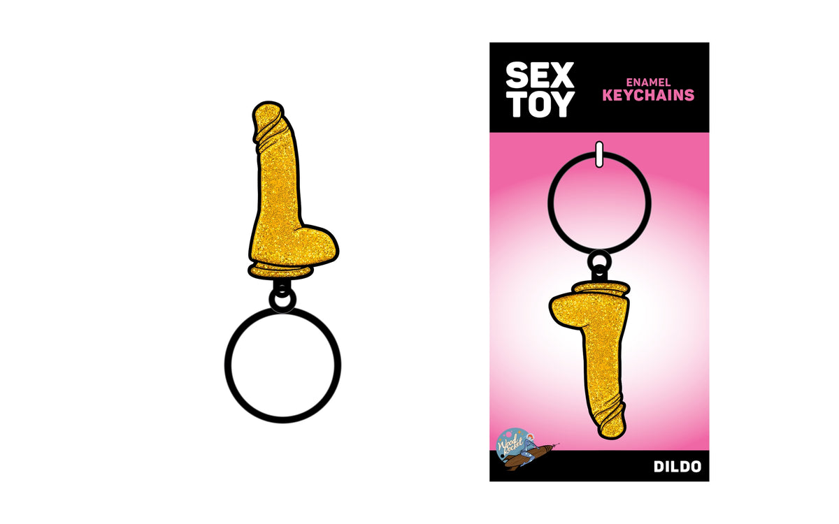 Gold Glitter Dildo Keychain