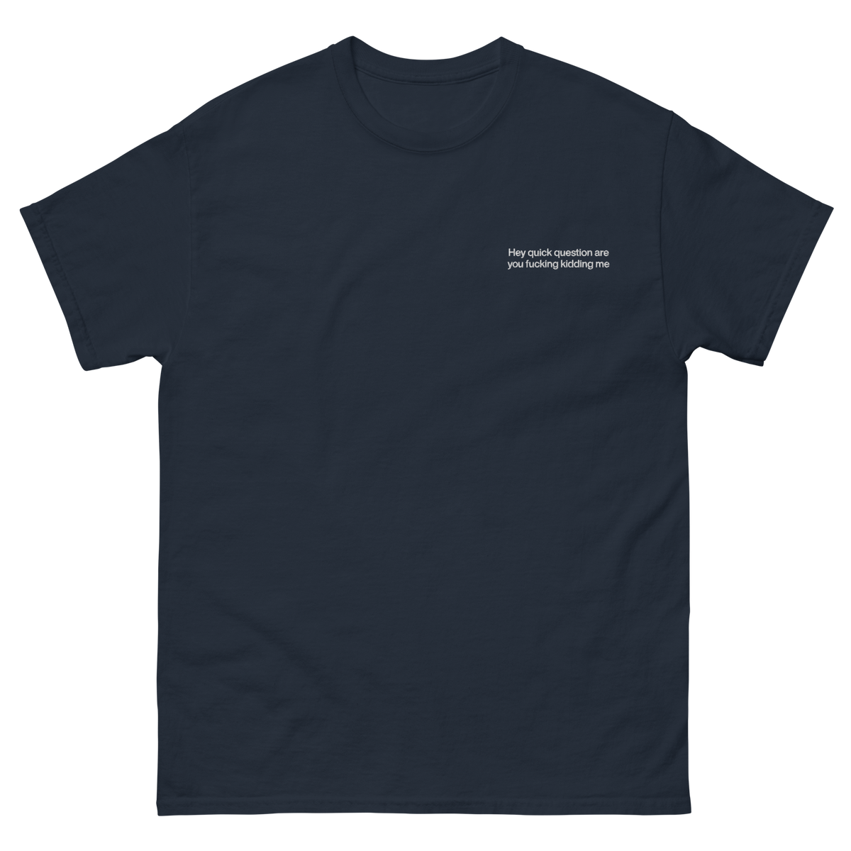 Hey Quick Question Are You Fucking Kidding Me Embroidered T-Shirt