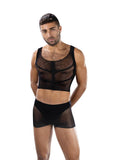 Envy Menswear Fishnet Armor Set (2 Piece) - Black