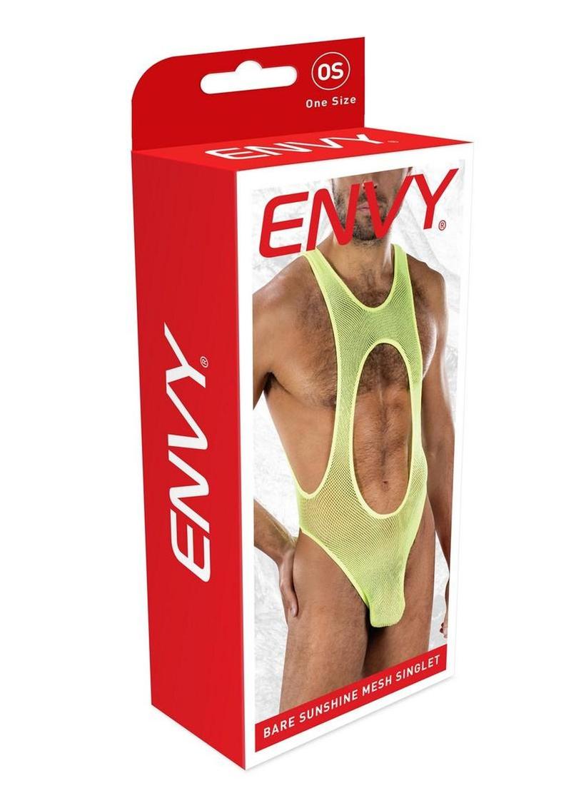 Envy Menswear Bare Sunshine Mesh Singlet - Yellow