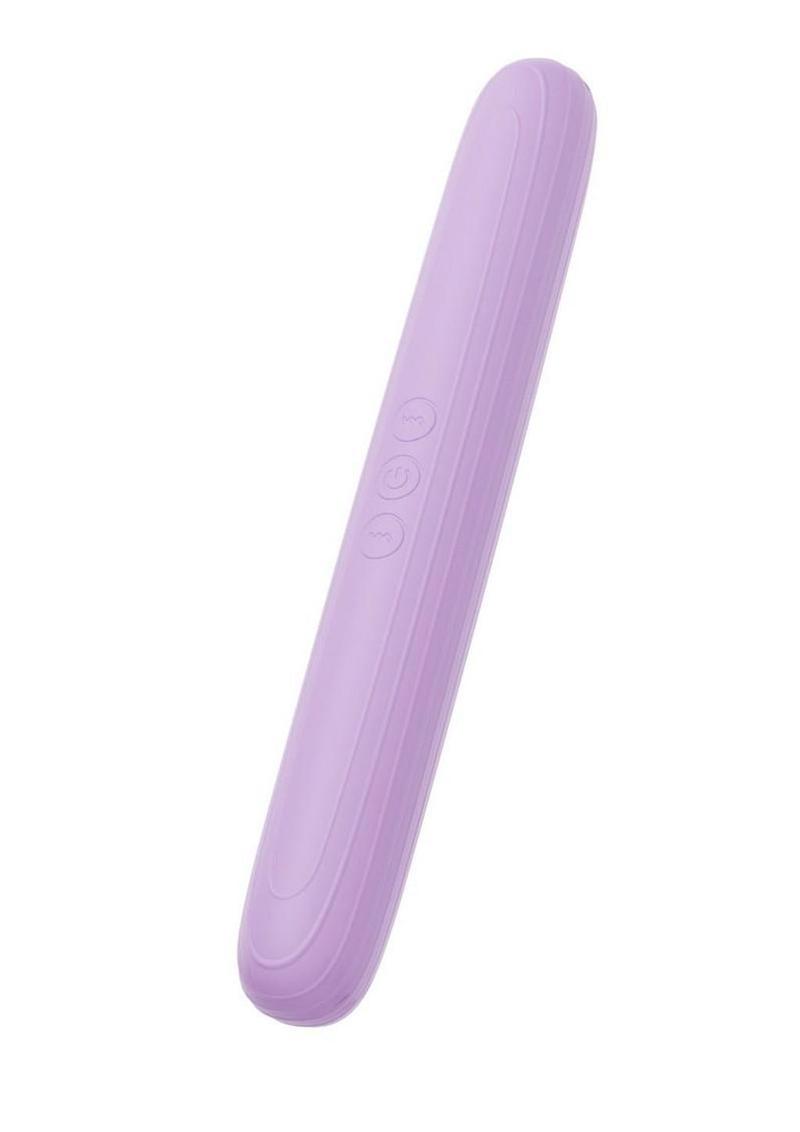 Play With Me Rechargeable Silicone Double Ended Vibrator 8.5in - Purple