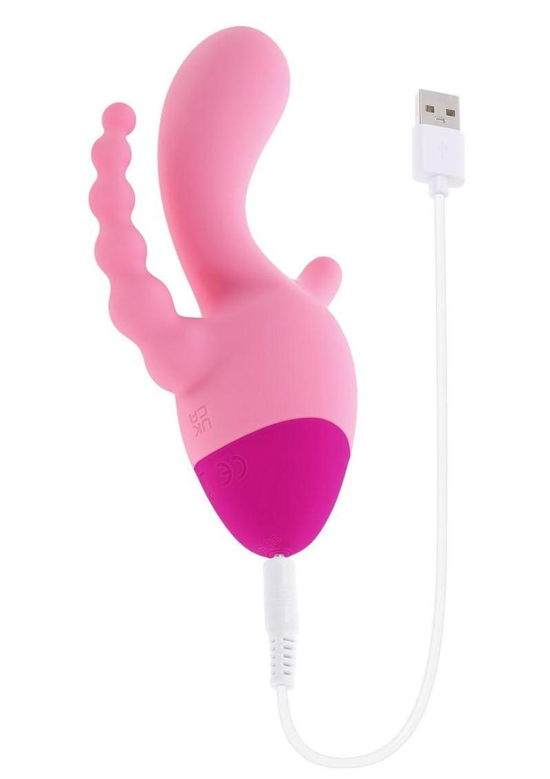 Selopa Game On Rechargeable Silicone Triple Stimulation Vibrator - Pink