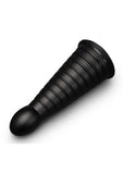 B-Vibe Cone Tapered & Ribbed Dildo with Suction Cup - 10in - Black